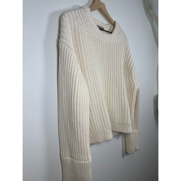 J.Crew Heritage Fisherman Cotton Fisherman Oversized Sweater - Cream XXL - Picture 5 of 9
